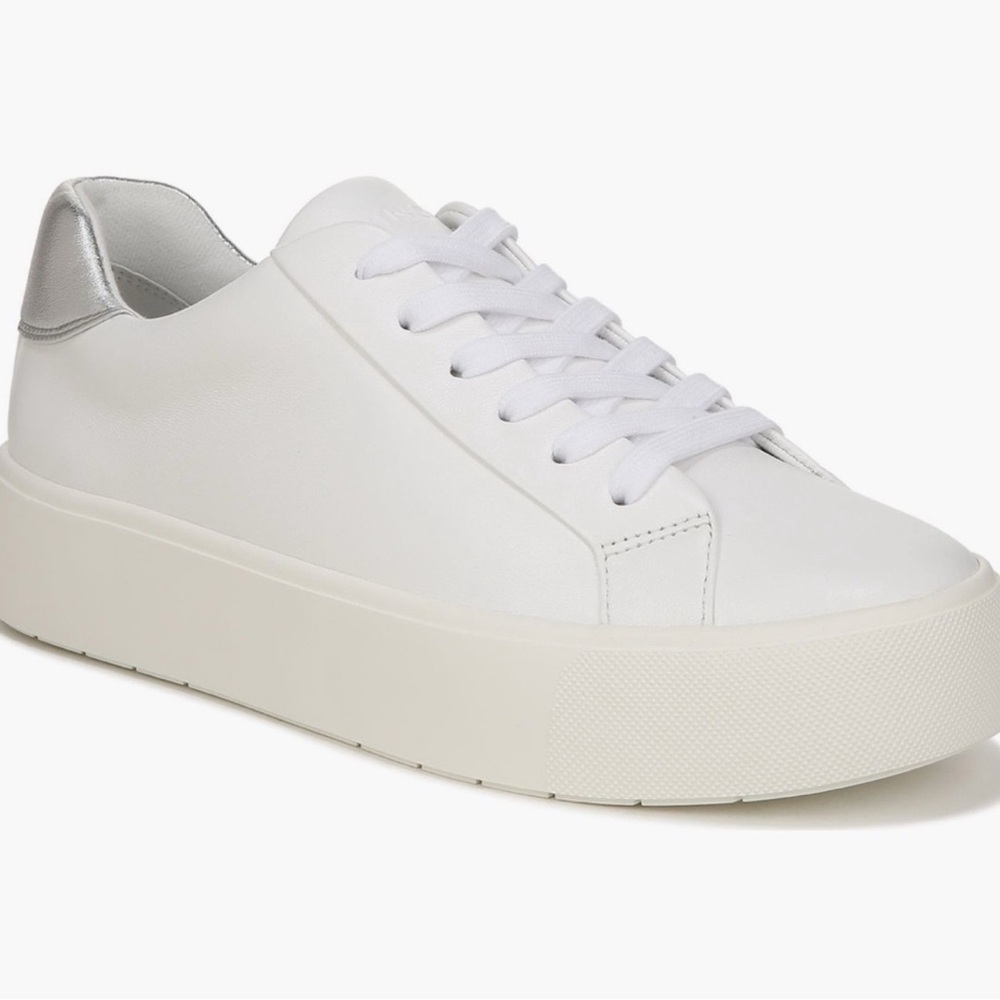 Vince White and Silver Platform Sneakers